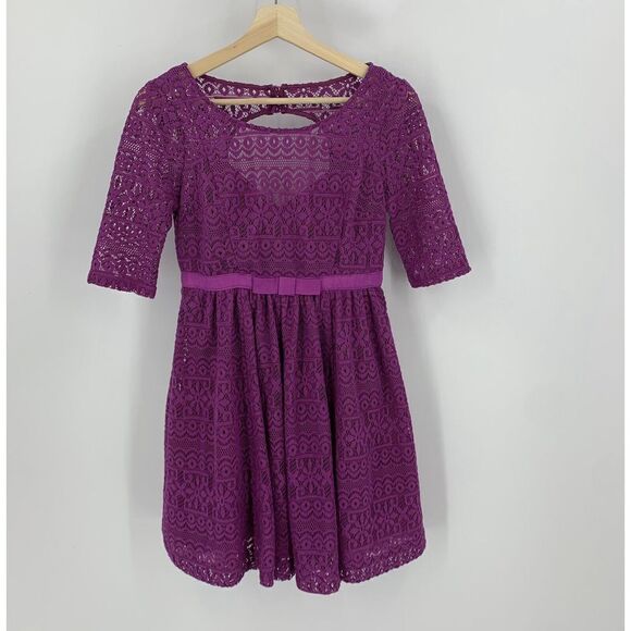 Plenty by Tracy Reese Dress Womens Size 2P Purple Estella Lace Fit & Flare B12 - Picture 2 of 10